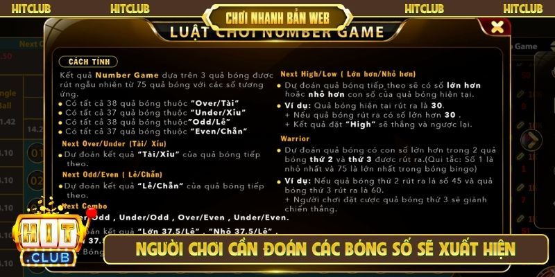 Người chơi cần đoán các bóng số sẽ xuất hiện