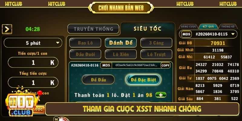 Tham gia cược XSST nhanh chóng