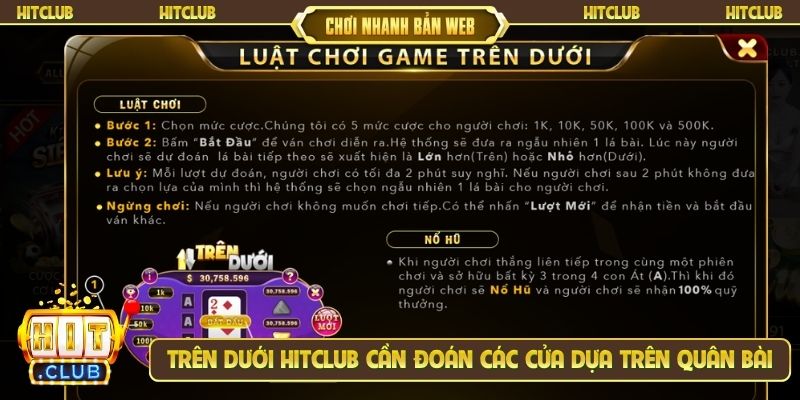Trên dưới Hitclub cần đoán các cửa dựa trên quân bài